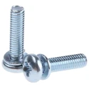 RS PRO 16 mm Bright Zinc Steel Pan Head Sems Screw with Spring Washer 279-155
