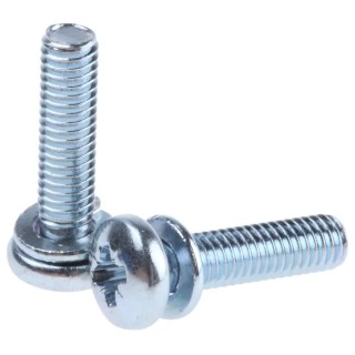 RS PRO 16 mm Bright Zinc Steel Pan Head Sems Screw with Spring Washer 279-155