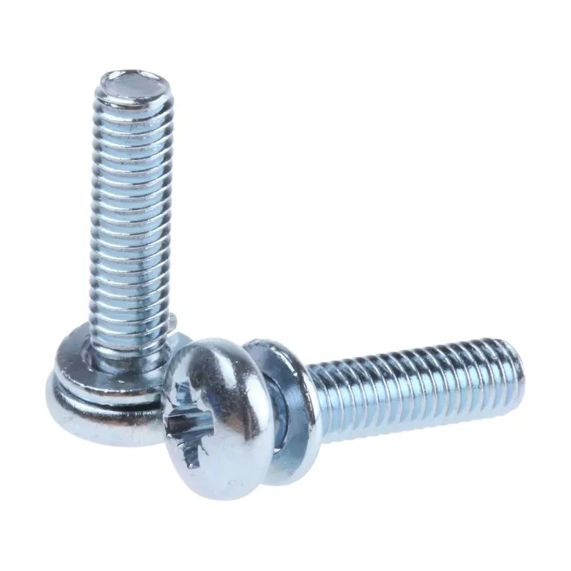RS PRO 16 mm Bright Zinc Steel Pan Head Sems Screw with Spring Washer 279-155