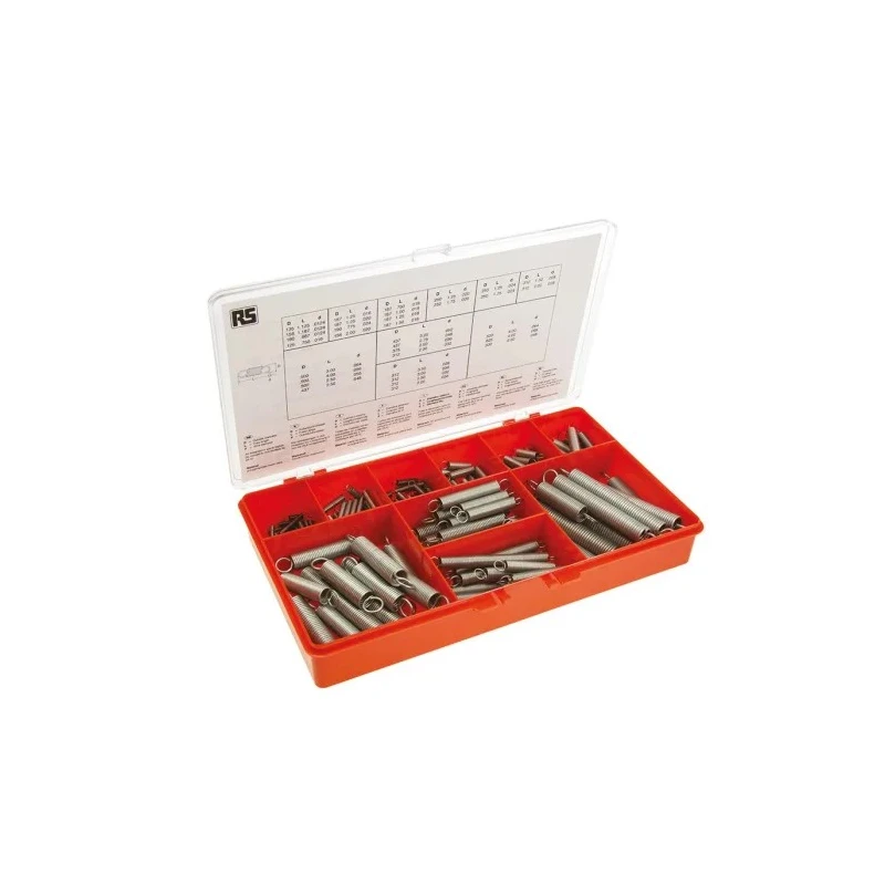 RS PRO Alloy Steel Extension Spring Kit 135 Springs, Maximum Length 107mm, Minimum Diameter 3mm, Model 280-177