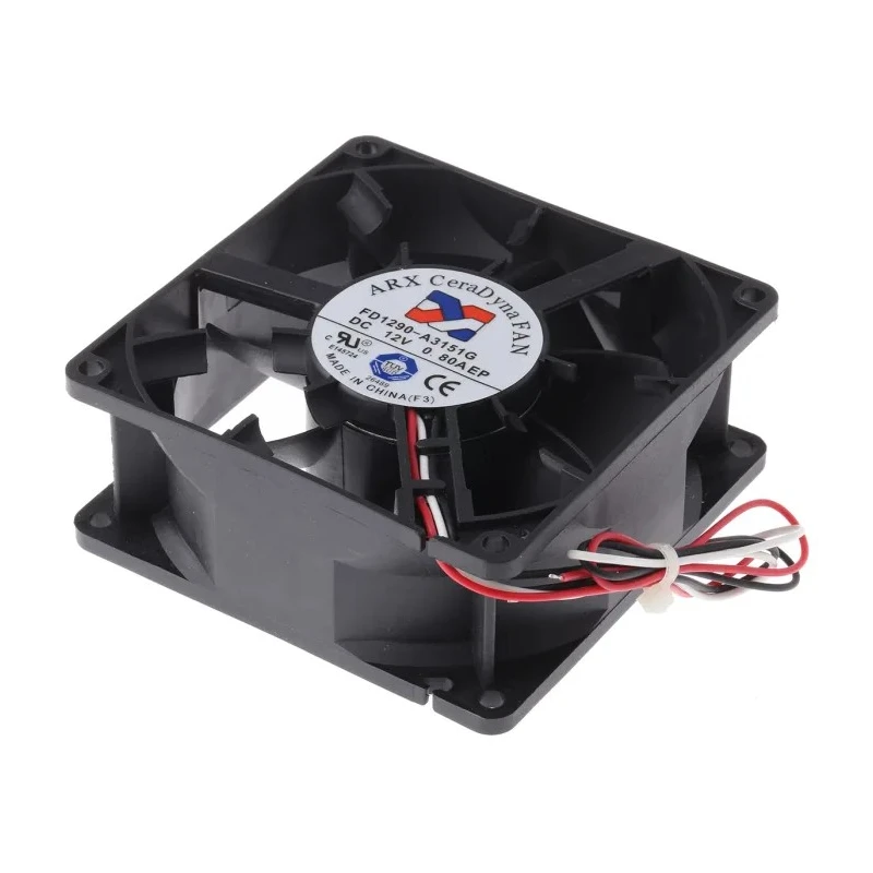ARX CeraDyna Series 12V DC Axial Fan, 195 m³/h Air Flow, 15 W Power, 1.25 A Max Current, IP20, 92x92x38 mm 