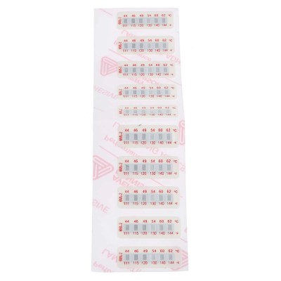RS PRO Temperature Sensitive Label 44 °C to 62 °C 6 Levels 10 Labels Horizontal Non-Reversible 32mm x 12mm 285-920