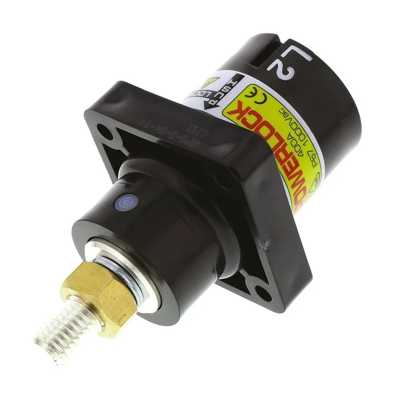 ITT Cannon Veam Powerlock IP67 Black Panel Mount 1P Straight Industrial Power Connector 400A 1kV NPS-2-BK-T4
