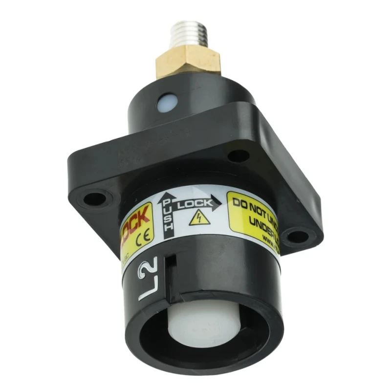 ITT Cannon Veam Powerlock IP67 Black Panel Mount 1P Straight Industrial Power Connector 400A 1kV NPS-2-BK-T4