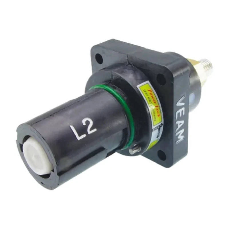 ITT Cannon Industrial Power Connector Panel Mount 660A 1kV IP65 IP67 Black Veam Powerlock NPDFT-2-BK-L-T6