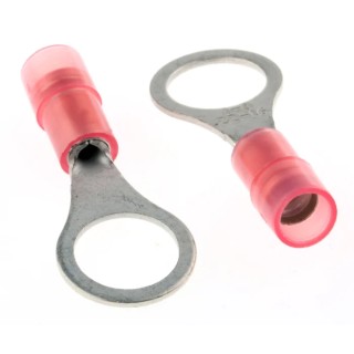 RS PRO Insulated Ring Terminal Nylon M8 Stud Size 22 AWG to 16 AWG Wire Red 267-3587