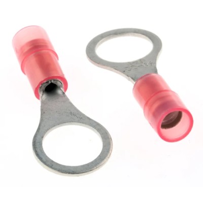 RS PRO Insulated Ring Terminal Nylon M8 Stud Size 22 AWG to 16 AWG Wire Red 267-3587
