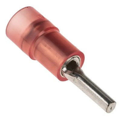 RS PRO Insulated Tin Crimp Pin Connector 22 AWG to 16 AWG, 1.9 mm Pin Diameter, 9 mm Pin Length, Red 267-4091