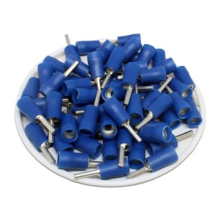 RS PRO Insulated Crimp Pin Connector, 16 AWG to 14 AWG, 1.9 mm Pin Diameter, 9 mm Pin Length, Nylon Insulation, Blue 267-4108