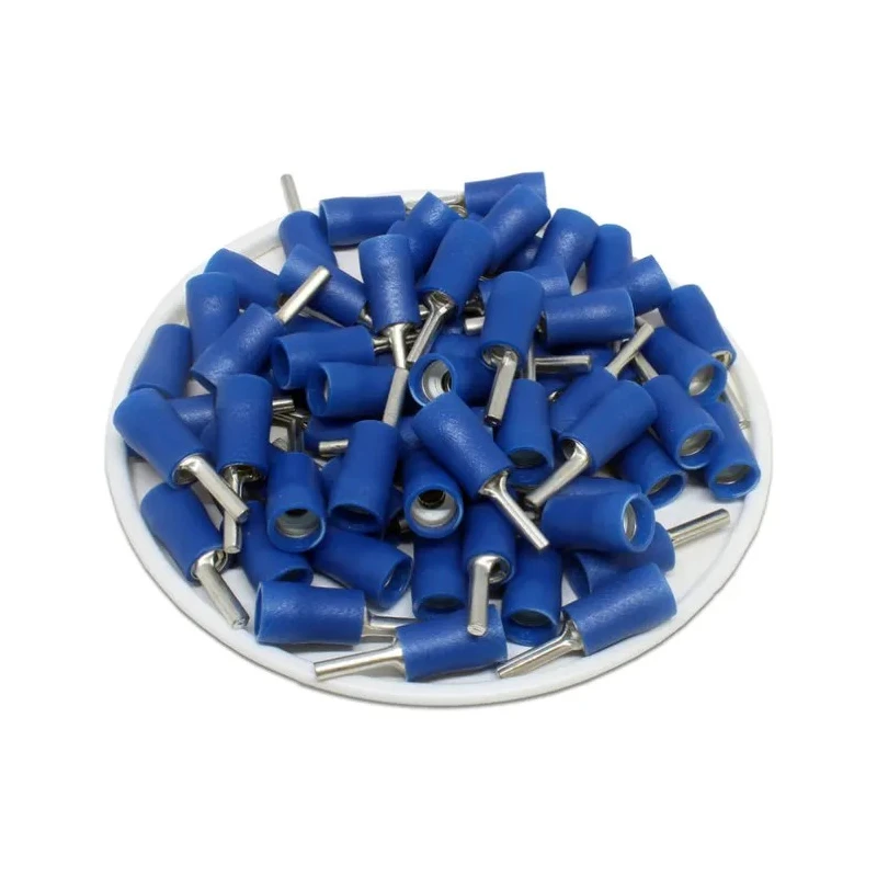 RS PRO Insulated Crimp Pin Connector, 16 AWG to 14 AWG, 1.9 mm Pin Diameter, 9 mm Pin Length, Nylon Insulation, Blue 267-4108