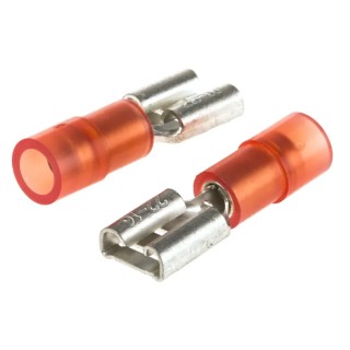 RS PRO Red Insulated Female Spade Connector Crimp 6.35 x 0.8 mm Tab Size 22 AWG to 16 AWG 267-4136