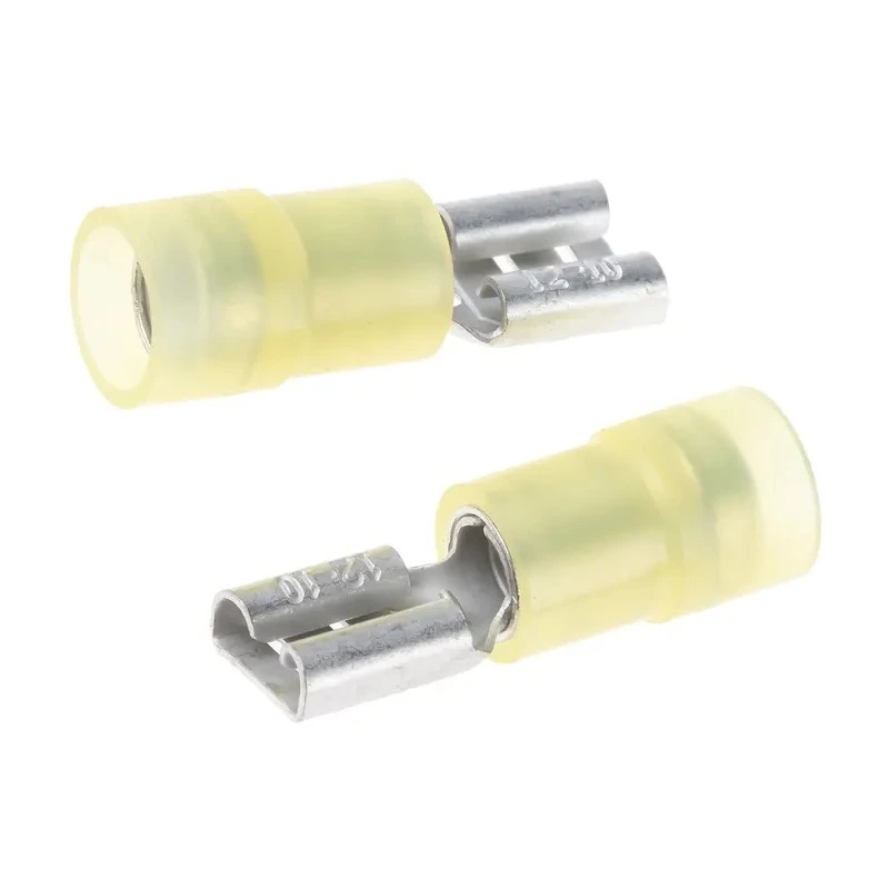 RS PRO Yellow Insulated Female Spade Connector, Crimp, 6.35 x 0.8 mm Tab Size, 12 AWG to 10 AWG 267-4158