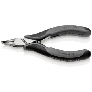 Knipex Small Bevel ESD Safe Oblique Cutter 11mm Jaw Width 120mm Length 64 62 120 ESD