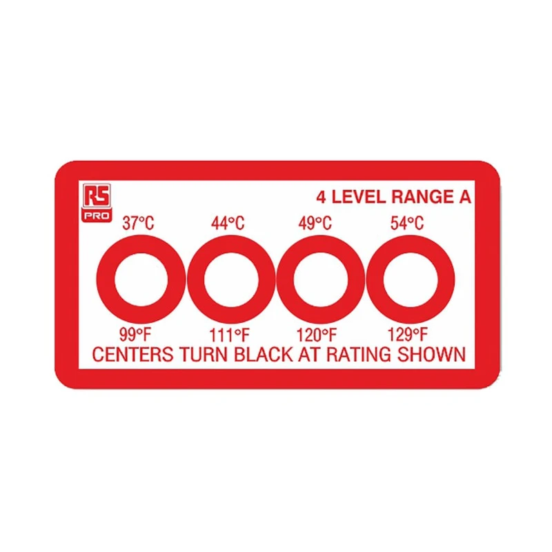 RS PRO Temperature Sensitive Label, 4 Levels, 37 °C to 54 °C, Circular, 10 Labels per Pack 286-024
