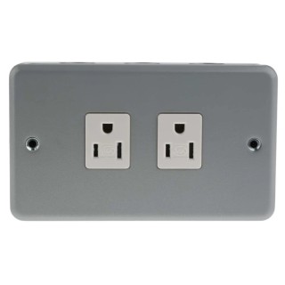 MK Electric 15A 2 Gang Surface Mount Indoor Plug Socket NEMA 5-15R K2272 ALM