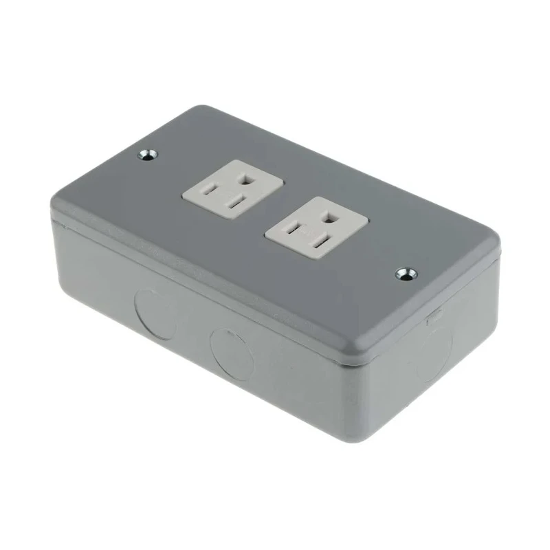 MK Electric 15A 2 Gang Surface Mount Indoor Plug Socket NEMA 5-15R K2272 ALM