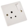 MK Electric 5A White 1 Gang Plug Socket Logic Plus Indoor European Round Shuttered 2P+E UK K2891 WHI