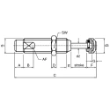 ACE Shock Absorber, Self Compensating Soft Contact, M25 x 1.5 Thread, Length 106.6 mm, Stroke 25.14 mm, Overall SC650EUM-3