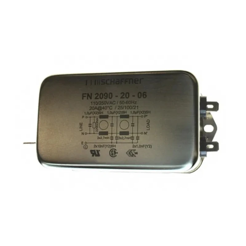 Schaffner FN2090 Series 20A 250V AC/DC 0Hz-400Hz Chassis Mount EMI Filter Fast-On 1 Phase 
