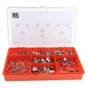 RS PRO 200 Piece Zinc Plated Steel Hose Clip Kit 23 mm - 27 mm 292-524