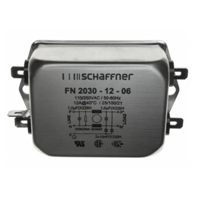Schaffner Chassis Mount EMI Filter 12A 250V ac/dc 400Hz Fast-On Termination 1 Phase FN2030