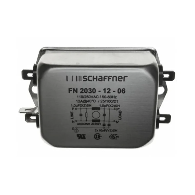 Schaffner Chassis Mount EMI Filter 12A 250V ac/dc 400Hz Fast-On Termination 1 Phase FN2030