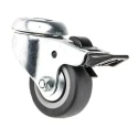 Guitel Hervieu Braked Swivel Castor, 40 kg Load Capacity, 50 mm Rubber Wheel, Pressed Steel Frame, Bright Zinc Plated 313322