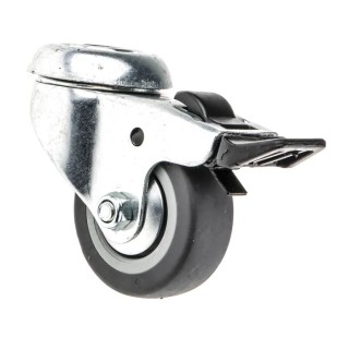 Guitel Hervieu Braked Swivel Castor, 40 kg Load Capacity, 50 mm Rubber Wheel, Pressed Steel Frame, Bright Zinc Plated 313322