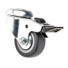 Guitel Hervieu Braked Swivel Castor, 40 kg Load Capacity, 50 mm Rubber Wheel, Pressed Steel Frame, Bright Zinc Plated 313322