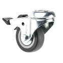 Guitel Hervieu Braked Swivel Castor, 40 kg Load Capacity, 50 mm Rubber Wheel, Pressed Steel Frame, Bright Zinc Plated 313322