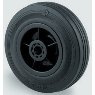 Guitel Hervieu Black Rubber Trolley Wheel, 125 kg Load Capacity, 125mm Diameter, 35mm Width, Roller Bearing 55251260