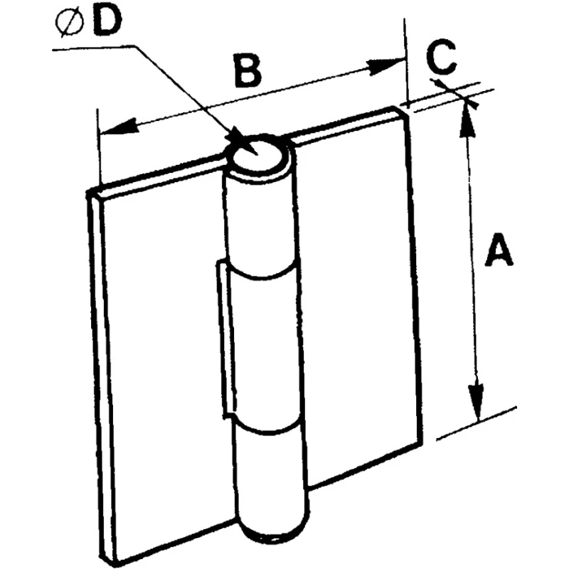 Pinet Steel Butt Hinge, Rivet Fixing, 50 mm x 50 mm x 2 mm 50-1-3917
