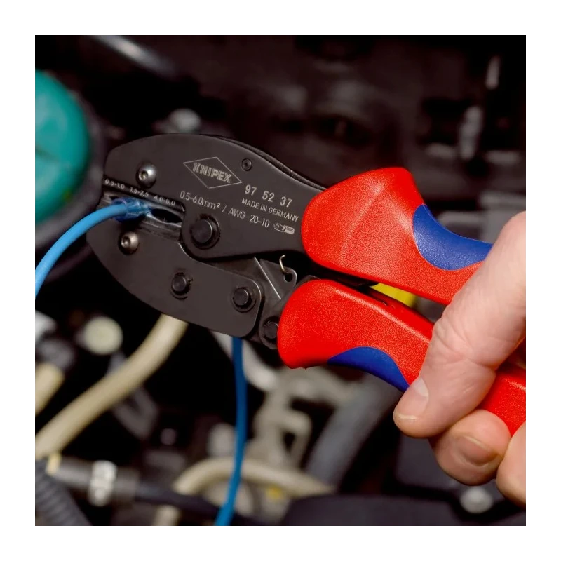 Knipex PreciForce Crimp Tool for Heatshrink Terminals, 4 mm Cutting Capacity, Comfort Grip Handle, 220mm Length 97 52 37