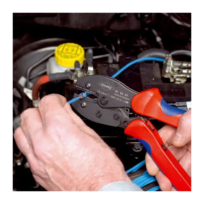 Knipex PreciForce Crimp Tool for Heatshrink Terminals, 4 mm Cutting Capacity, Comfort Grip Handle, 220mm Length 97 52 37