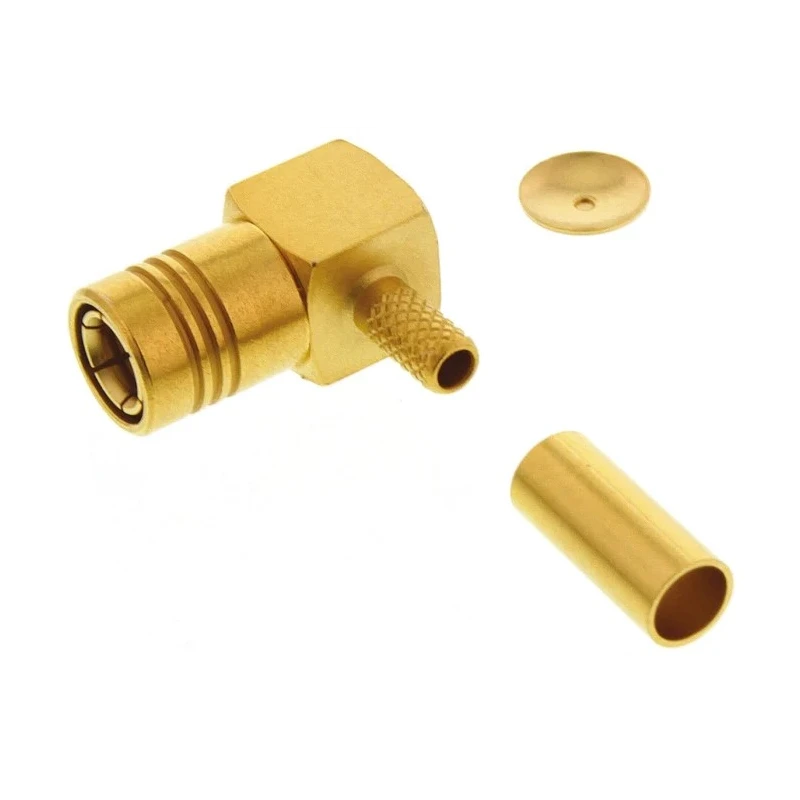 Radiall SMB Series Coaxial Connector Cable Male SMB 50 Ω Right Angle Body Crimp R114186000W