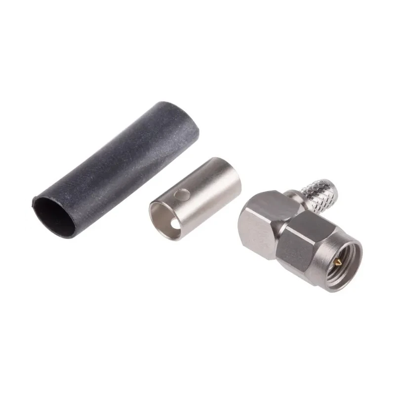 Radiall SMA Series Coaxial Connector Cable Male SMA, 50Ω, Right Angle Body Crimp R125176001