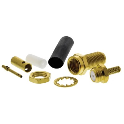 Radiall SMA Series 50 Ω Coaxial Connector Bulkhead Female SMA, Straight Body Crimp R125303000