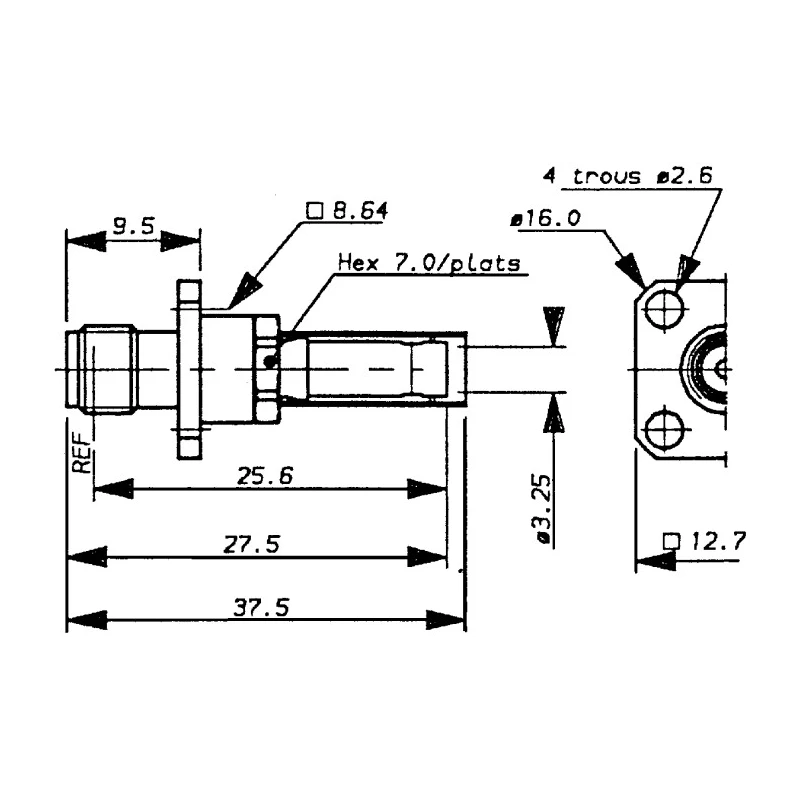 Radiall SMA Series Coaxial Connector Cable Female SMA, 50 Ω, Straight Body Crimp R125238000