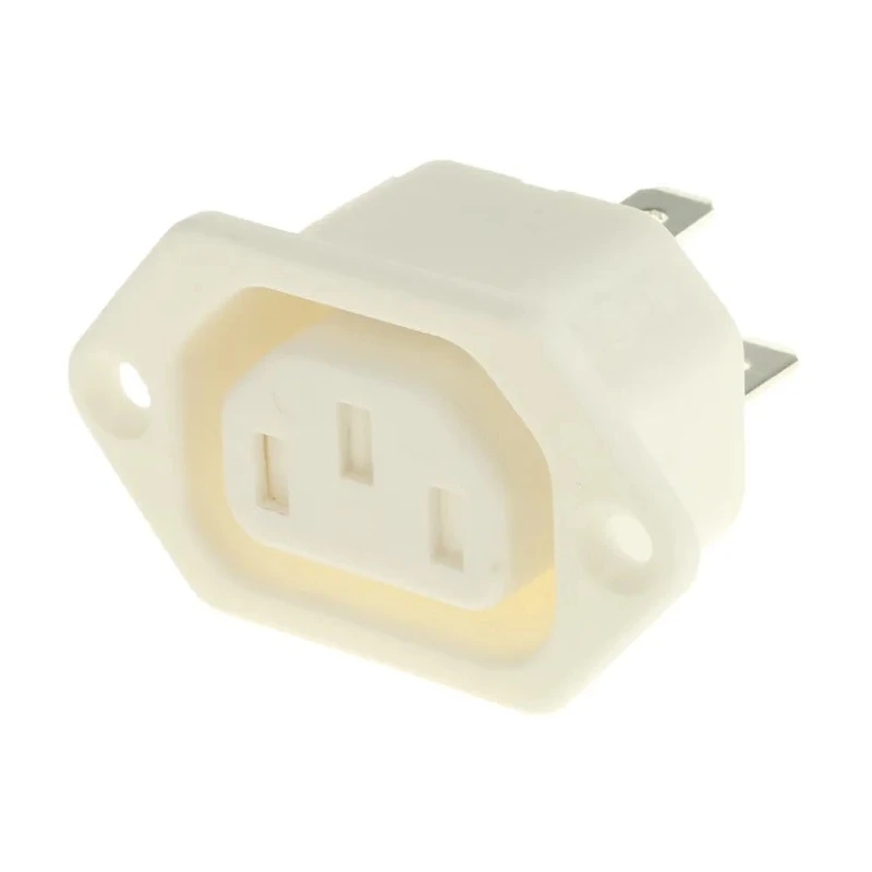 Bulgin C13 Straight Panel IEC Connector, 250V, 10A, Male, Quick Connect Termination PX0793/63/WH