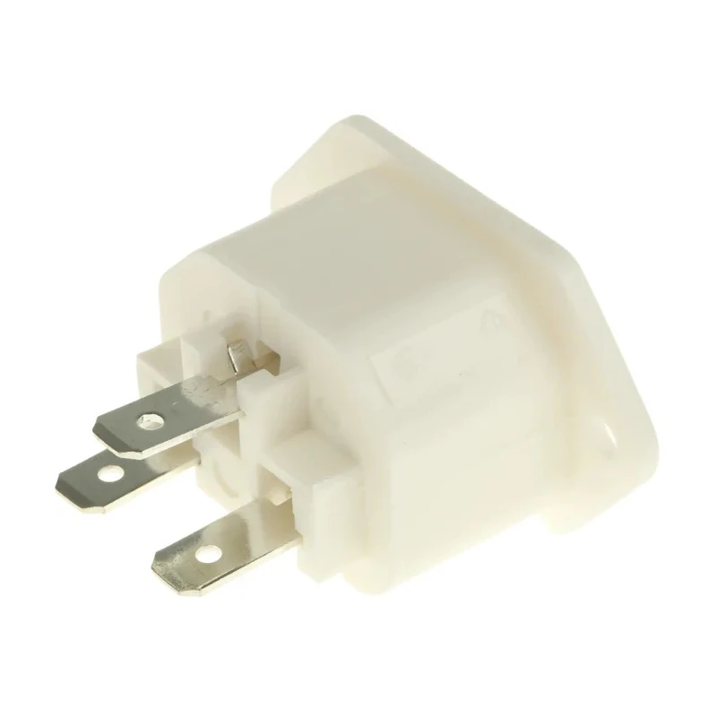 Bulgin C13 Straight Panel IEC Connector, 250V, 10A, Male, Quick Connect Termination PX0793/63/WH
