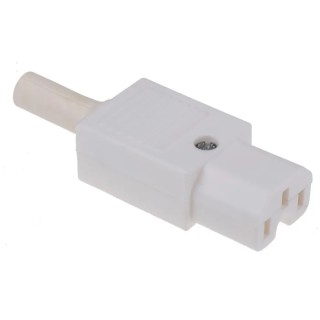 Bulgin C15 Straight Cable IEC Connector, 250V, 10A, Screw Termination, Rewireable PX0597/WH