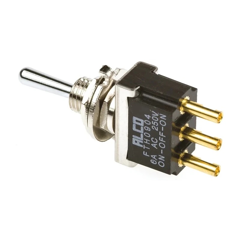 TE Connectivity Toggle Switch, Panel Mount, On-Off-On, SPDT, Solder Terminal, 12 V dc, 250 V ac FTH0904