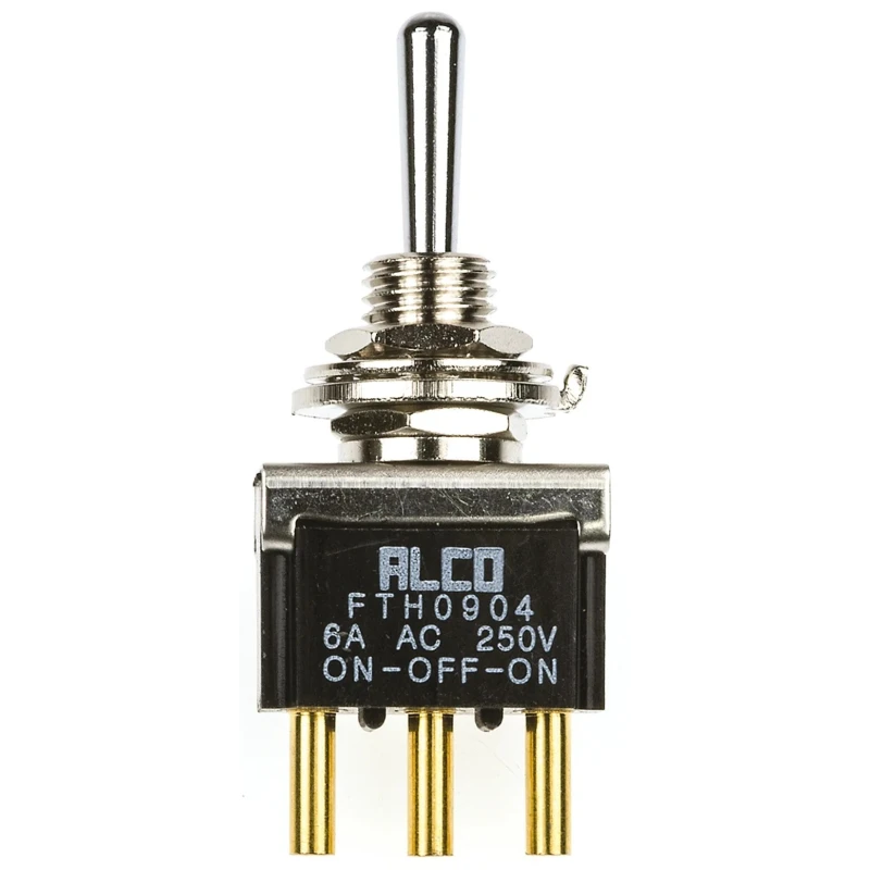 TE Connectivity Toggle Switch, Panel Mount, On-Off-On, SPDT, Solder Terminal, 12 V dc, 250 V ac FTH0904