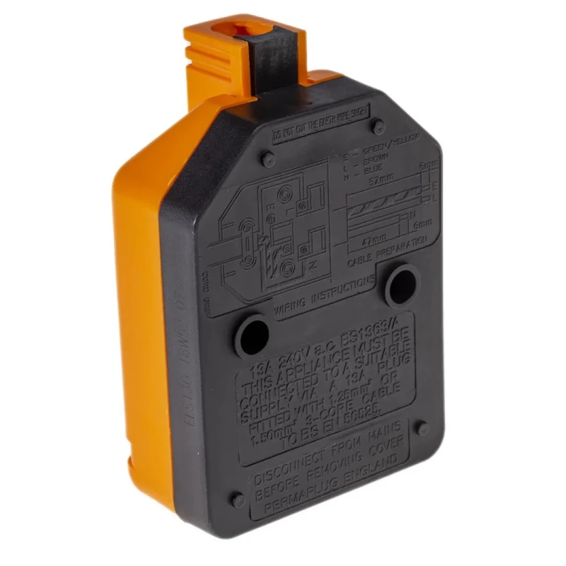 RS PRO 1 Socket Type G Trailing Socket, 240V 13A Durable Orange Rewireable Heavy-Duty 296-3492