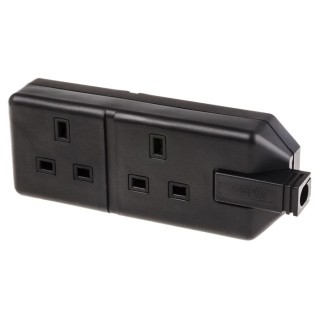 RS PRO Heavy Duty 2 Socket Type G Trailing Socket, 240V AC, 13A 296-3509