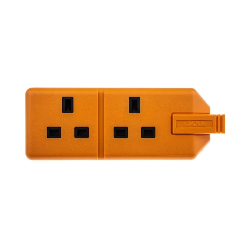 RS PRO Heavy Duty 2 Socket Type G Trailing Socket 13A 240V Orange 296-3537