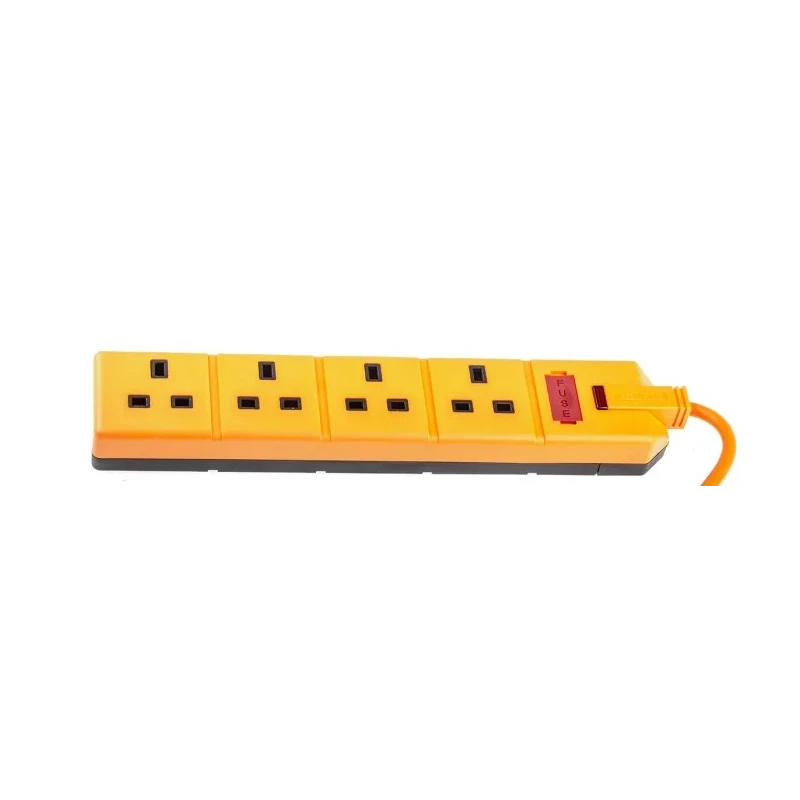 RS PRO 2 m 4 Socket Type G Extension Lead Power Strips, 240V, 13A, Heavy Duty Rubber Cord 296-3694