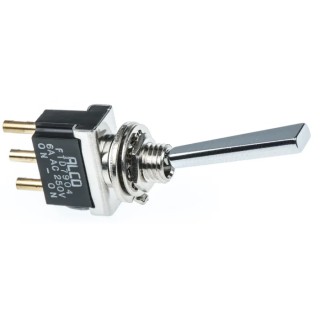TE Connectivity Toggle Switch, Panel Mount, On-On, SPDT, Solder Terminal, 12 V dc, 6A, 250 V ac, Chrome Plated Brass 317-645