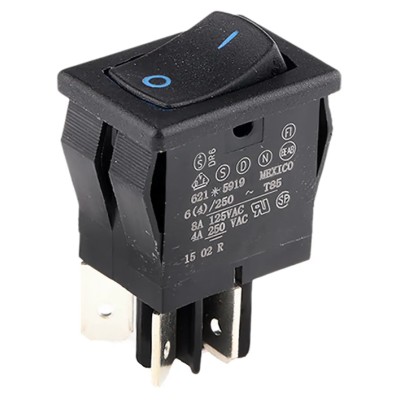 Carlingswitch DPST On-Off On-Off Blue Rectangular Rocker Switch Panel 621-1591909LUXR