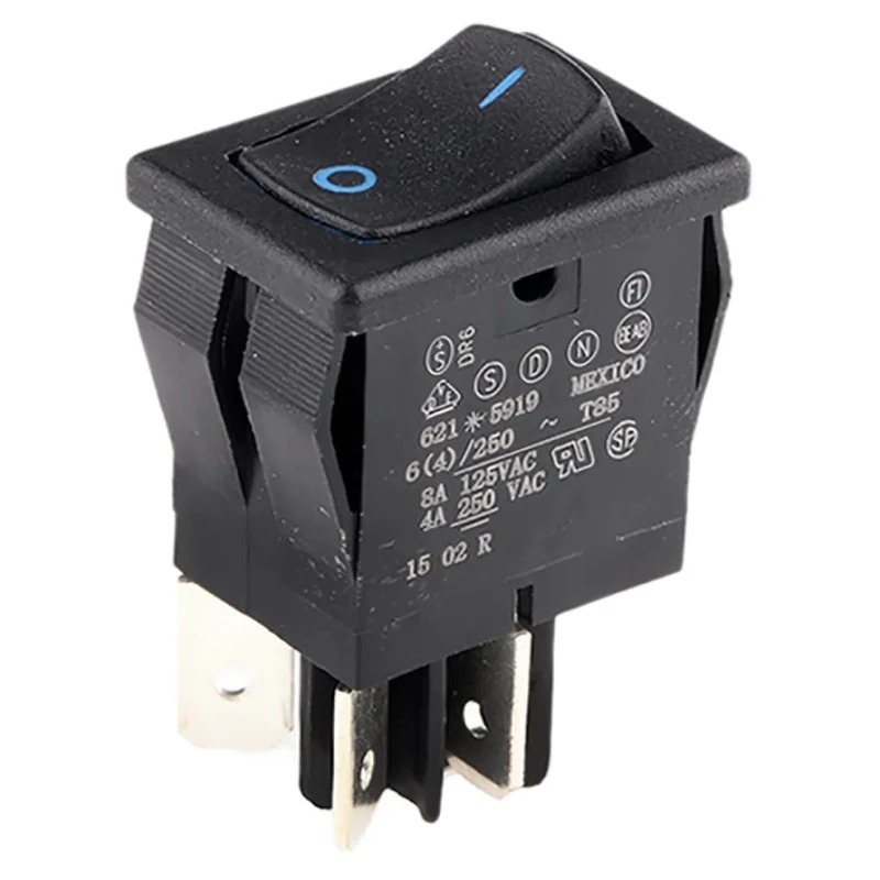 Carlingswitch DPST On-Off On-Off Blue Rectangular Rocker Switch Panel 621-1591909LUXR